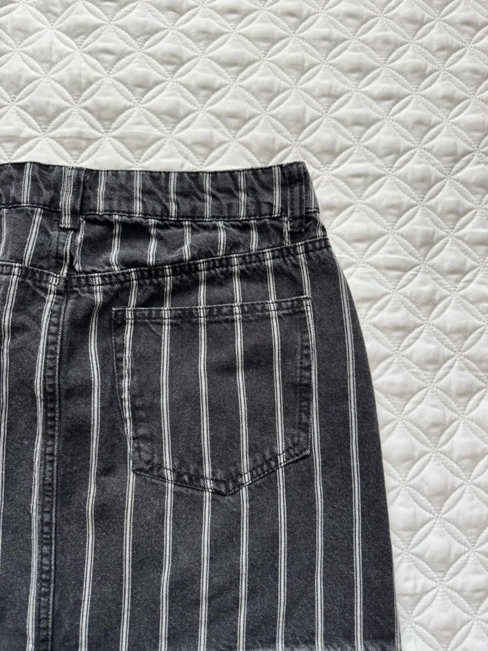 Vanilla Star Black White Striped Denim Mini Skirt Size 7 Waist 28 Y2K 90s Punk